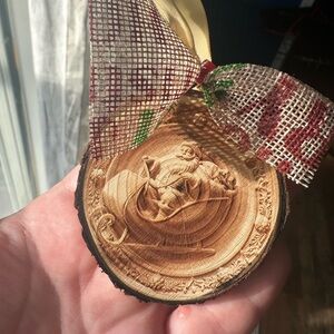 Wooden Ornament with Ribbon